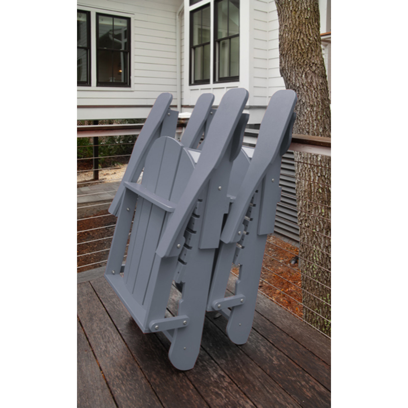 Berngar Foldable Outdoor Adirondack Chair, Gray