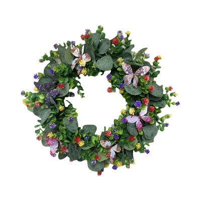 Kbndieu Fake Artificial Flowers for Home Decor Spring Wreaths for Front Door Spring Decor Summer Wreaths Colorful All Seasons Welcome Decor for Indoors Outdoors Farhouse Home Decor