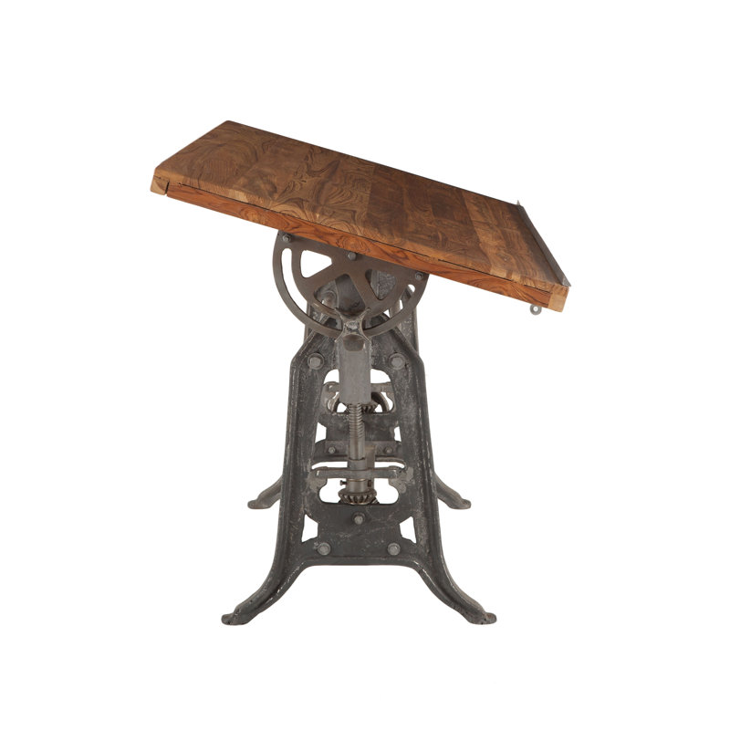 Hackett Adjustable Solid Wood Top Metal Base Drafting Table