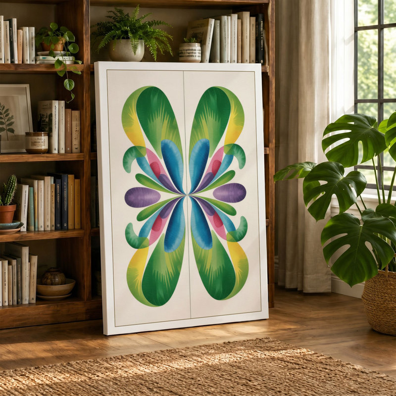 Radiant Mandala Botanical - Wrapped Canvas, 24x16 - 61.0 x 40.6 cm, Taupe Border