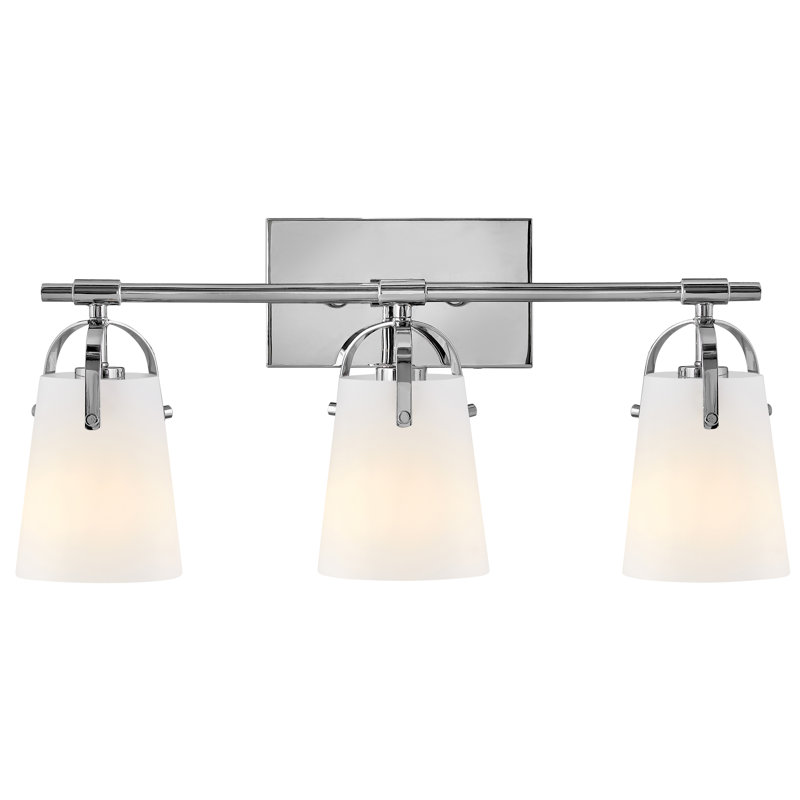 Hinkley Foster 3-Light Bath Vanity with Etched Opal Shades, Silver