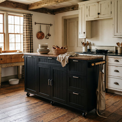 63" W Kitchen Island With Leaf