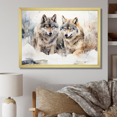 Forêt, loups dans un paysage d'hiver - loup, art mural