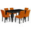 Ensemble de table de salle à manger 7 pièces composé d'une table de cuisine rectangulaire et de 6 chaises de salle à manger en tissu Parson, acajou-706902876-718472096-791976190