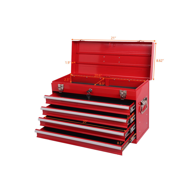 Rolling Metal Tool Chest, Red