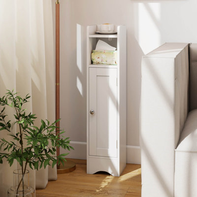 Bathroom Storage Cabinet with Door Toilet Paper Holder Stand for Small Spaces 