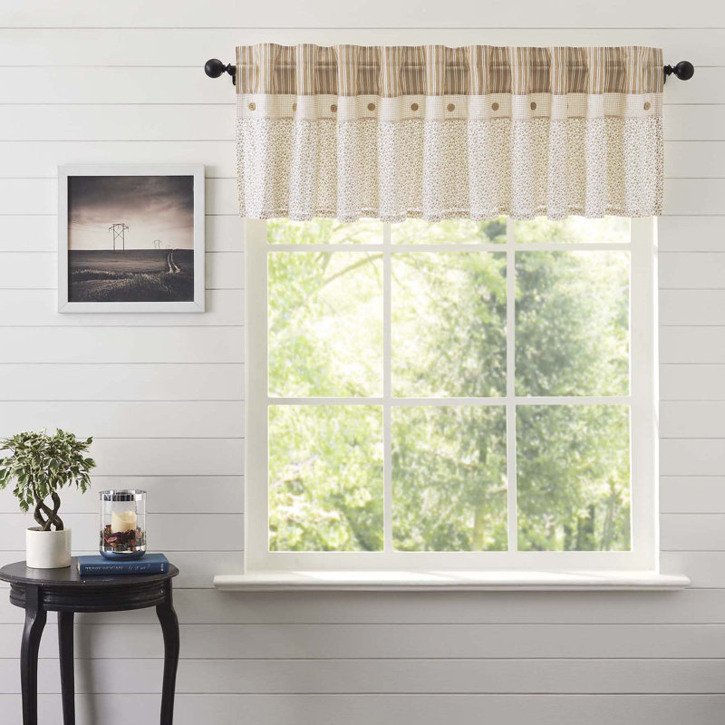 Plaskitt Cotton Floral Ruffled Window Valance, 90" W x 19" L