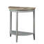 Console grise et chêne, avec rangement demi-lune en chêne naturel et style moderne et fonctionnel