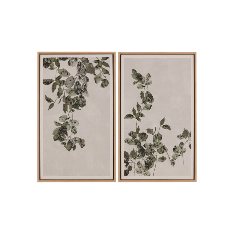 BOTANICAL STUDY II - 18.5" X 31" - NATURAL FLOATER FRAME