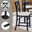 Ensemble de table de salle à manger à hauteur de comptoir peu encombrante avec 4 chaises, structure carrée en bois massif, plateau en panneau de fibres à densité moyenne et sièges en tissu noir foncé et chêne, pour la petite cuisine ou la salle à manger