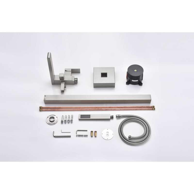 Floor Waterfall Faucet with Diverter, Brushed Nickel