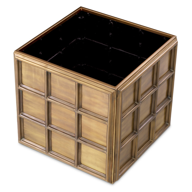 Grid Handmade Metal Planter, Vintage Brass, 28.15" H x 31.1" W x 31.1" D