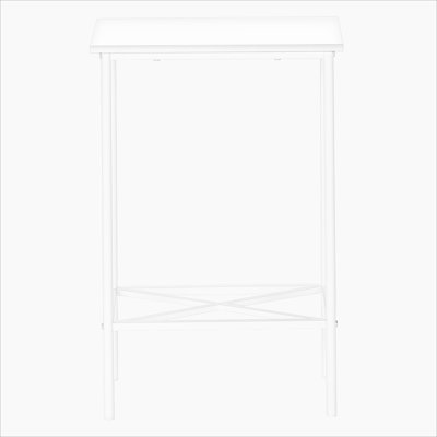 Accent Table, Side, End, Narrow, Small, 2 Tier, White Laminate, White Metal, Contemporary, Modern