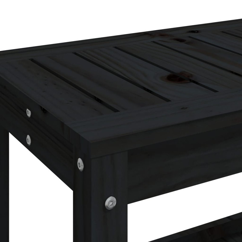 Alzugaray Solid Wood Outdoor Bench, Black, 45cm H x 108cm W x 35cm D