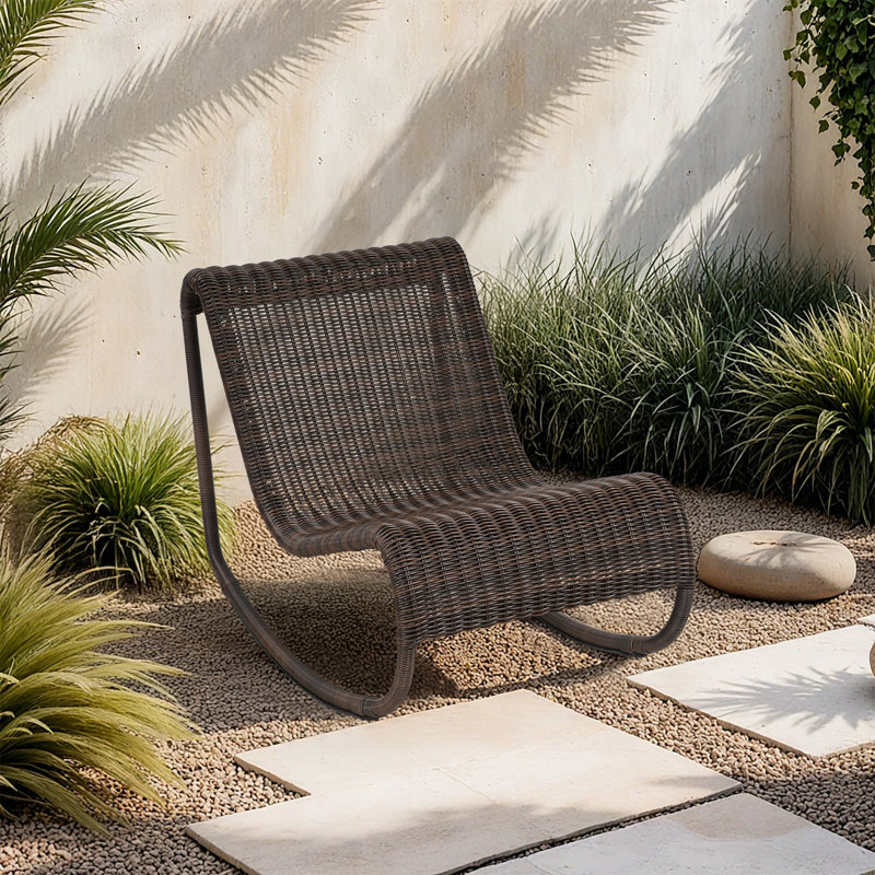 Chaise berçante d'extérieur en osier Antigua, Brun