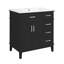 Meuble-lavabo moderne 30 po avec lavabo en céramique, armoire de rangement en bois massif et portes à fermeture douce pour petits espaces