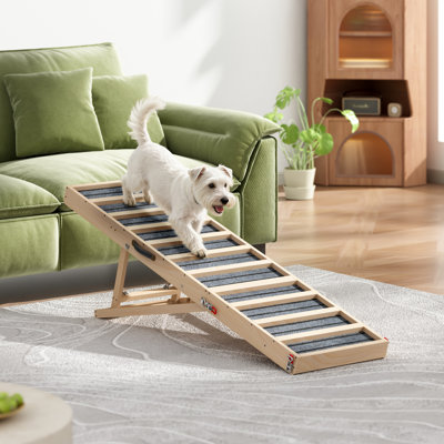 Rampe pour chien pour lit, canapé, rampe pliable améliorée pour animaux de compagnie de 55 L avec surface antidérapante et traction renforcée en métal, 4 hauteurs réglables de 18 po à 25 po, supporte 176 lb pour les petits chiens moyens et grands