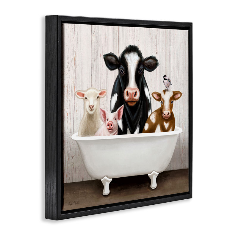 Baignoire à griffes Country Animals, H 18 po x l 18 po, Cadre flottant noir de jais