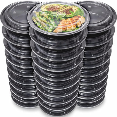 Amante 32oz Round Plastic Meal Prep Containers Bowls 20 Reusable Food Containers With Lids