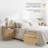 Set of Two Modern Storage Bedside Tables with Dual Drawers and Golden Metal Handles, Natural Wood Finish End Tables for Bedroom Organization and Decor-88108869