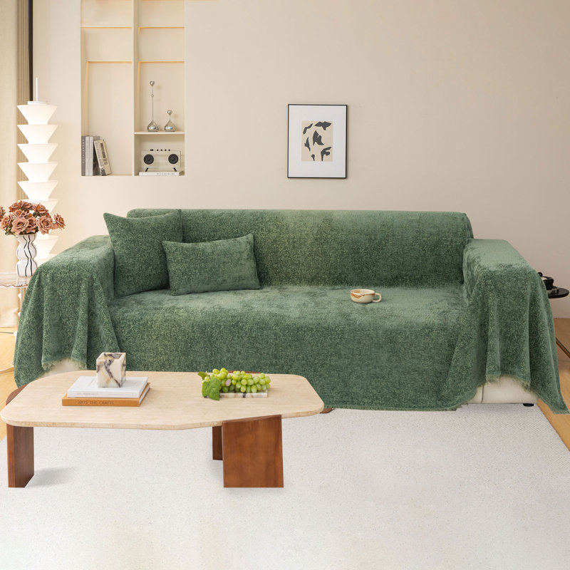 Housse pour canapé Elegant Nordic Chenille, H 71 po x l 118 po, Chenille verte