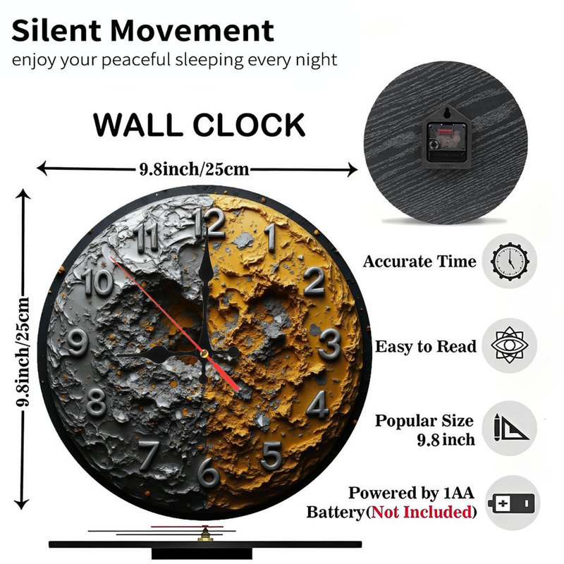 Unique Crater Texture Wall Clock