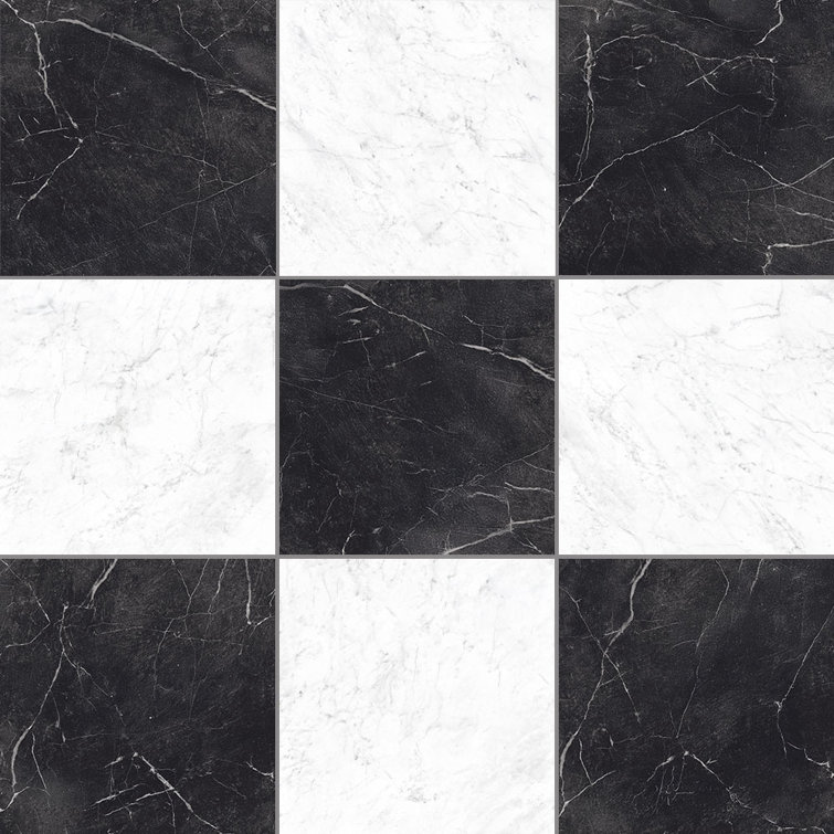 black and white checkered tile floor