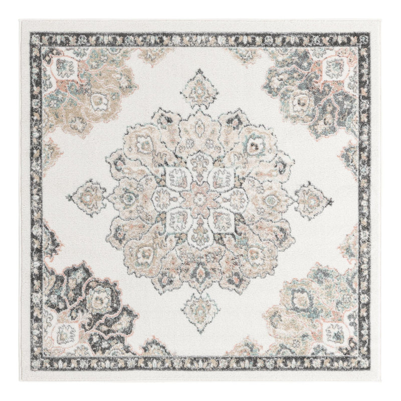 Tapis oriental ivoire, Carré 5 pi