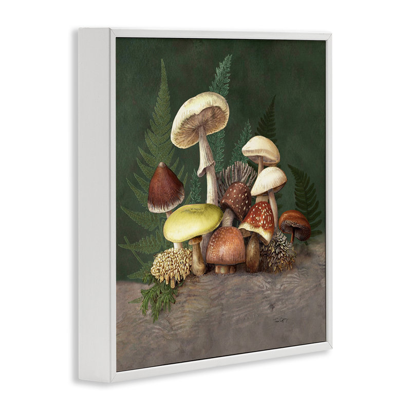 Estampe numérique champignon et fougère, design par Tim Coffey, H 12 po x l 12 po