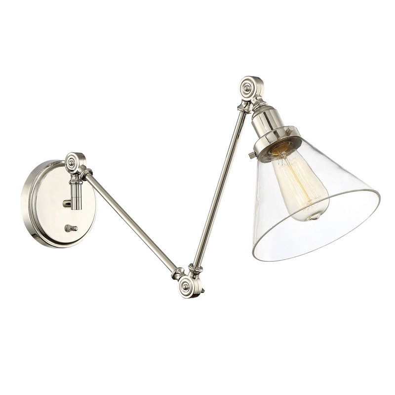 Bras articulé à 1 lumière à intensité variable en nickel poli Catalina, Nickel poli