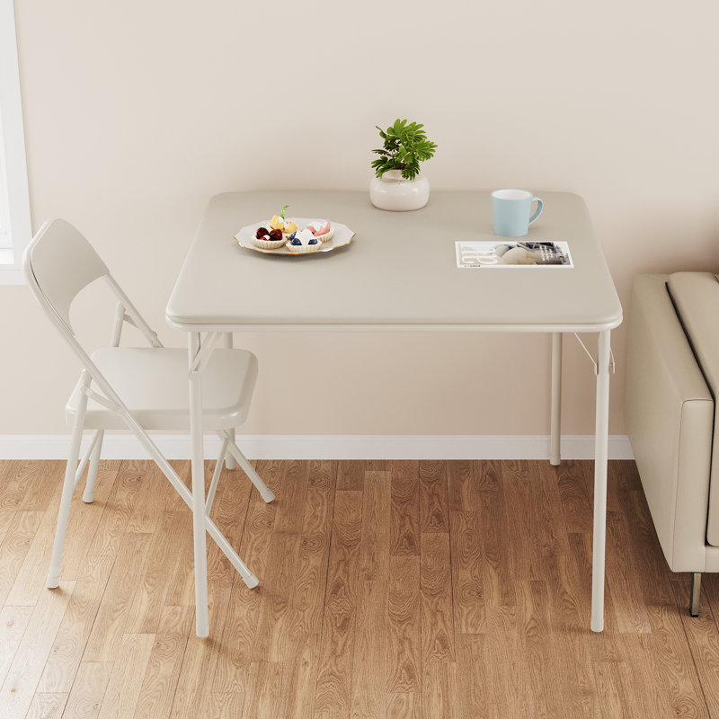 Ensemble de table et chaises pliantes en cuir de polyuréthane, 37,7 po, Naturel