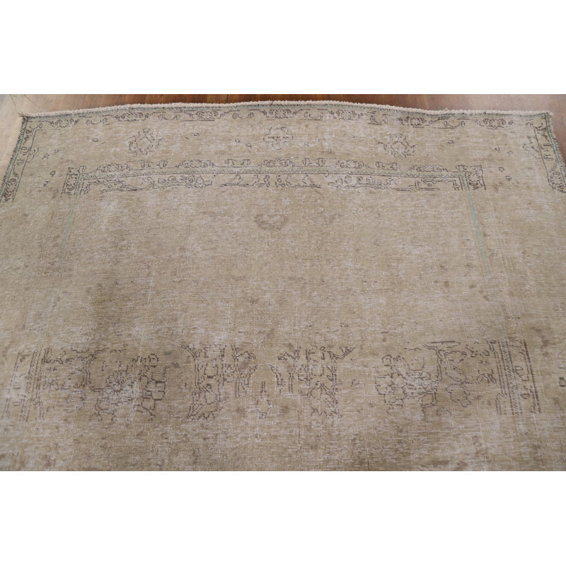Tabriz One-of-a-Kind 6'7" X 10'1" 1960s Wool Area Rug in Beige
