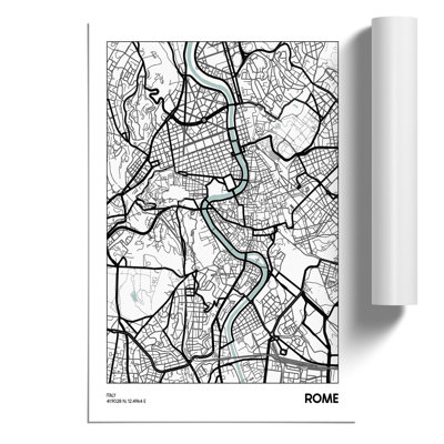 Map Rome Italy - Unframed Graphic Art