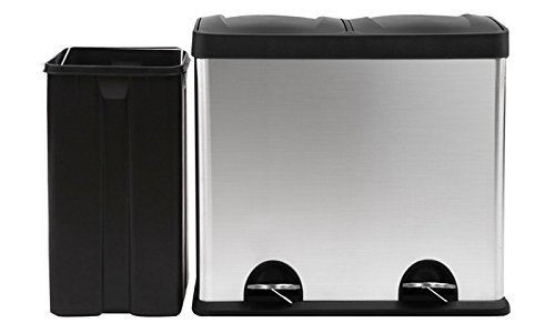Damerion Stainless Steel Step On Kitchen Trash Can, 64.5cm H x 58.5cm W x 32.5cm D, 60