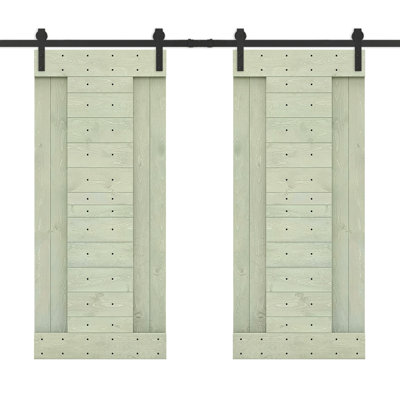84'' Solid Wood Paneled Painted without Installation Hardware Kit Barn Door