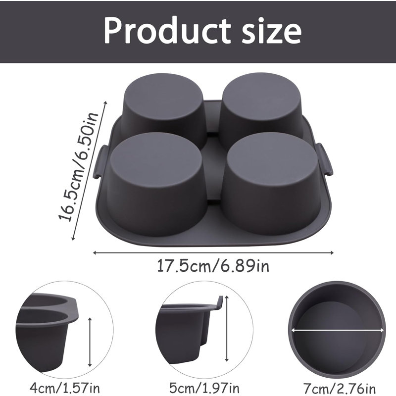 Moule à muffins en silicone avec poignées, moule antiadhésif pour œuf pour congélateur au four à micro-ondes
