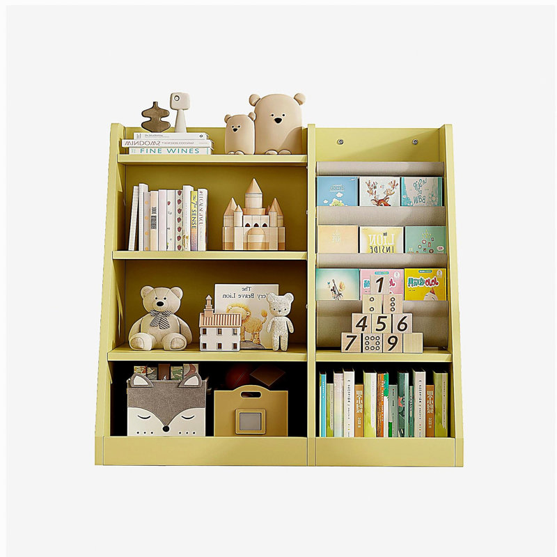 Bibliothèque de jouets jaune en bois, Jaune