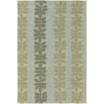 Pearcy Authentic Hand-Tufted Handmade Light Blue, Olive & Lime Green High-Low Pile Modern Vertical Botanical Wool Area Rug