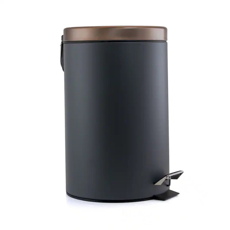 Poubelle à pédale souple 1,5 gallon - Gris / cuivre, seau intérieur compact et amovible