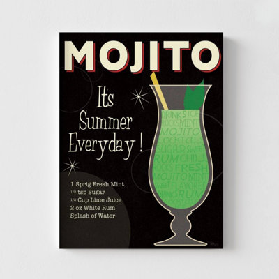«Cocktail Hour IV» par Pela Studio, affiche de recette impression de mojito vert vif, impression d'art de signe Mojito, décoration murale Minibar, boisson forte