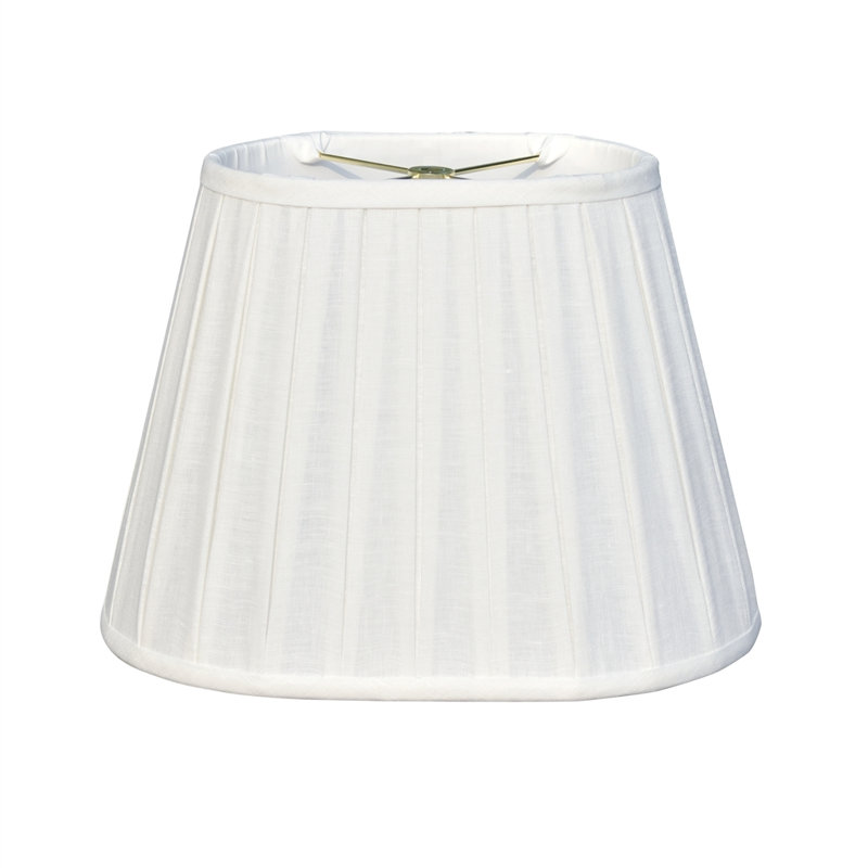 Abat-jour ovale en satin blanc cassé 14 pouces avec monture d'araignée, 10.25" H x 14" W x 10" D
