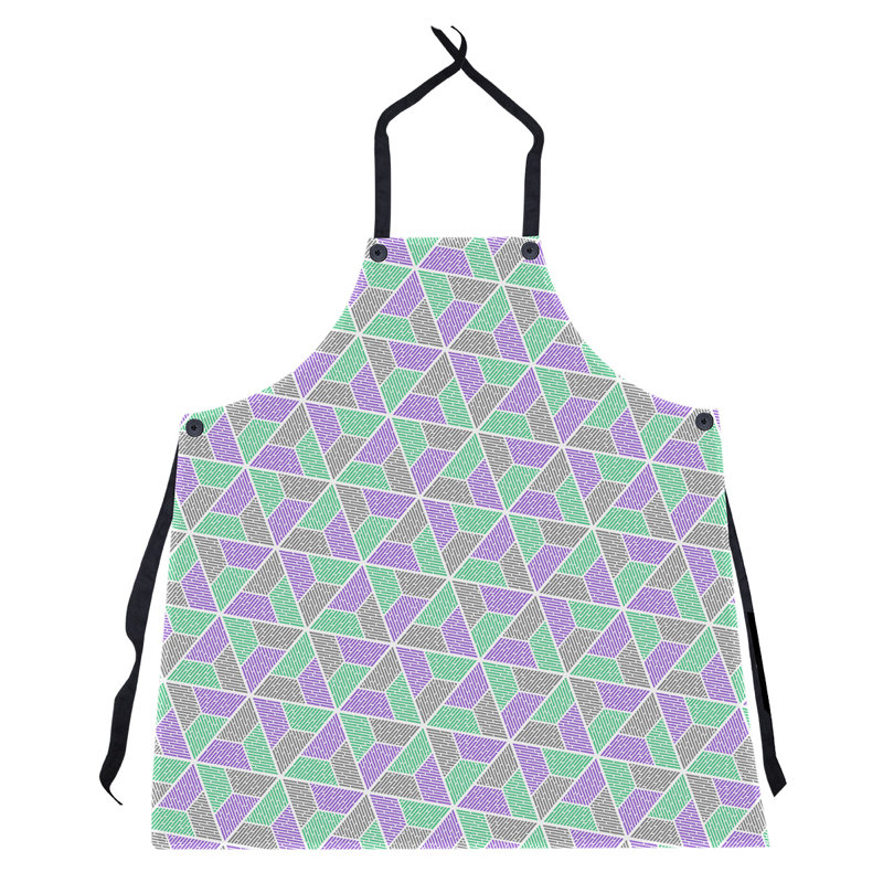 Bib Apron, Green Purple/Gray