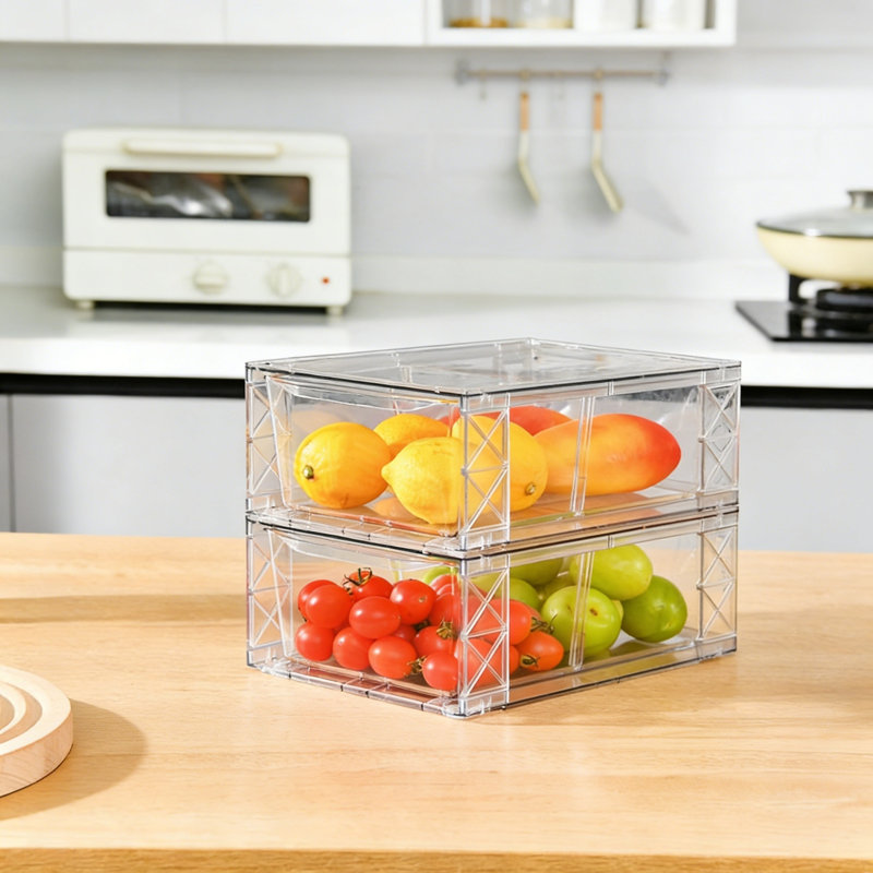 8 Pack Clear Stackable Kitchen Storage Organizer, Pantry Bins With Handles, For Bathroom Kitchen Refrigerator Cabinet Closet