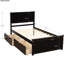 Lit plateforme simple avec 2 tiroirs amovibles en bois massif créé pour une chambre à coucher confortable-146167984