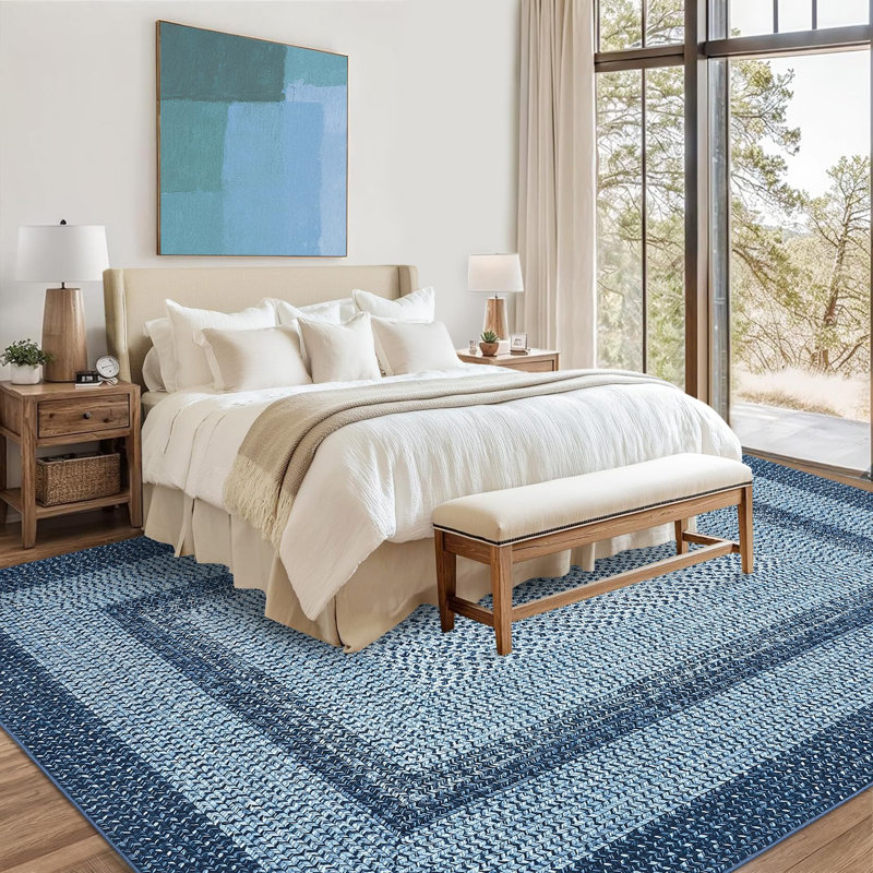  Rug Braided Pattern on it Washable Area Rugs 6x9 Non Slip Living Room Rug Bedroom Rugs Stain Resistant Carpet for Nursery Dining Room Playroom