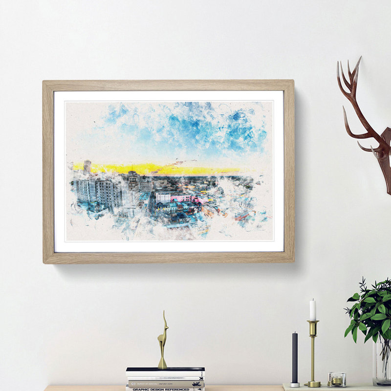 Above New Orleans in Louisiana - Framed Print, 62cm H x 87cm W x 2cm D, Oak Framed