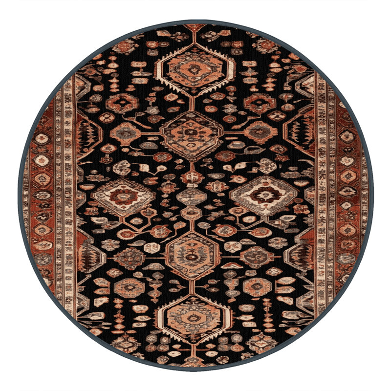Tapis brun turc lavable à la machine, Rond 7 pi
