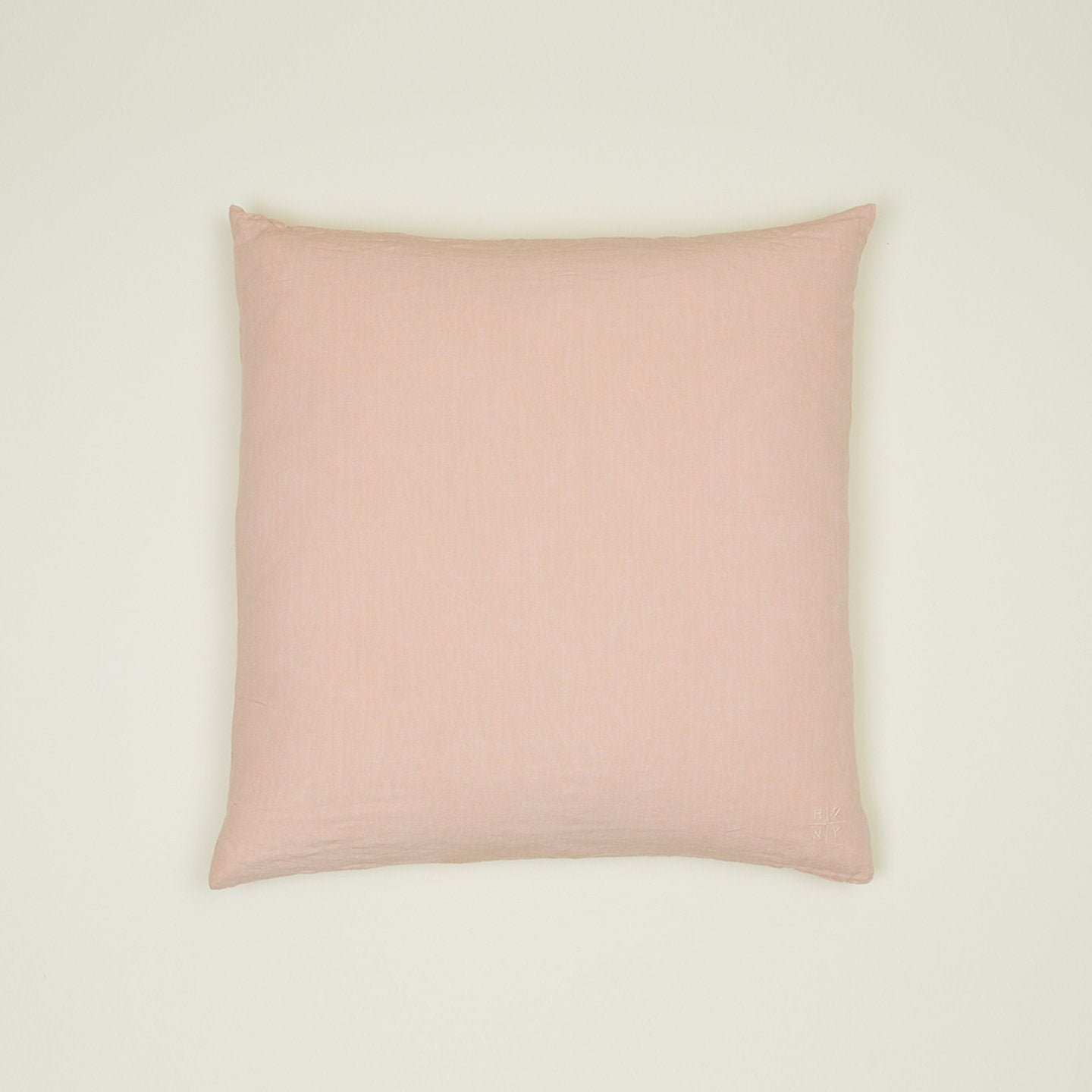 Simple Embroidered Linen Throw Pillow, Blush, Square 22"