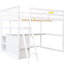 Lit mezzanine avec bureau, tablettes et deux grands tiroirs - Tablettes de bureau plateforme blanches, ajout de chambre inclus-660242973-660242972