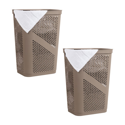  Panier à linge mince 60 L, panier à linge, couvercle, ventilé, plastique, L 17,25 po x l 13,75 po x H 23,5 po, paquet de 2